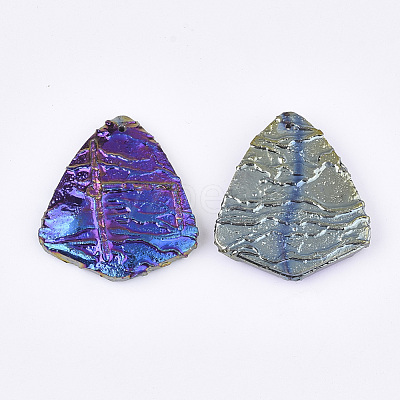 Electroplated Natural Dragon Blood Jasper Pendants G-S329-027-1