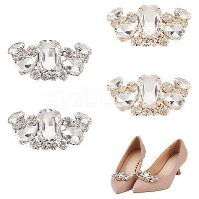 4Pcs 2 Colors Manganese Steel Rhinestone Shoe Decoration AJEW-FG0004-19-1