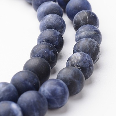 Frosted Round Natural Sodalite Bead Strands G-J346-25-8mm-1