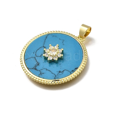 Brass Micro Pave Cubic Zirconia Pendants KK-C090-07G-1