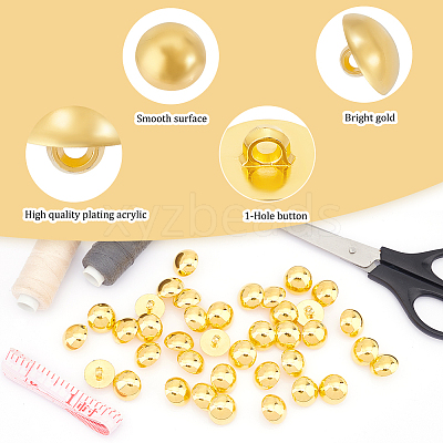 100Pcs 1-Hole Plating Acrylic Shank Buttons BUTT-UN0001-10-1
