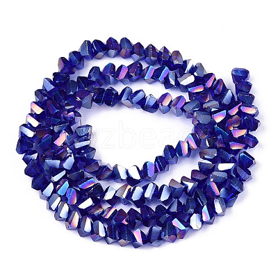 Electroplate Transparent Glass Beads Strands GLAA-N021-4mm-02-1