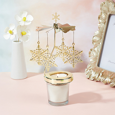430 and 201 Stainless Steel Rotating Candlestick Tealight Candle Holder DJEW-WH0039-24G-1