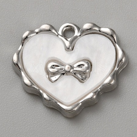 White Series Love Bow Alloy Acrylic Pendant PALLOY-WH0115-01P-03-1