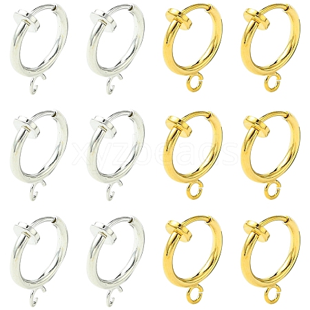 12Pcs 2 Colors Brass Clip-on Hoop Earring Findings KK-FS0001-48-1