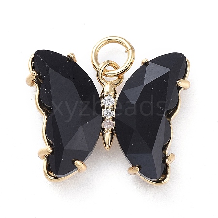 Brass Micro Pave Clear Cubic Zirconia Pendant ZIRC-P079-B02-10-1