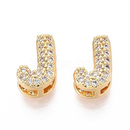 Brass Micro Pave Clear Cubic Zirconia Beads KK-T071-17G-J-1
