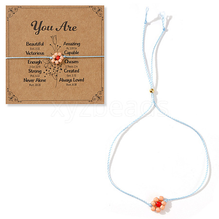 Daisy Charm Glass Seed Bead Slider Bracelets JL6020-10-1