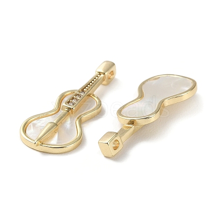 Natural White Shell Musical Instrument Pendants BSHE-Z003-03G-1
