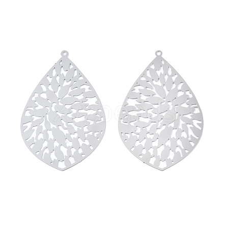 Non-Tarnish 201 Stainless Steel Filigree Big Pendants STAS-S118-050-1