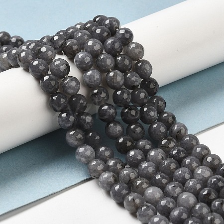 Natural White Jade Bead Strands G-R346-8mm-10-1