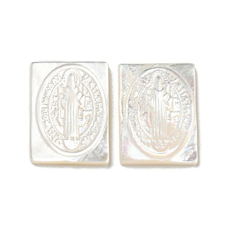 Carved Natural White Shell Cabochons SSHEL-N038-07-01-1