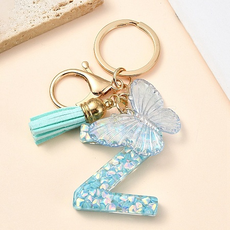 Resin & Acrylic & Faux Suede Tassel Keychain X1-KEYC-YW00117-26-1
