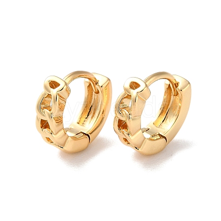 Curb Chain Shape Brass Hoop Earrings for Women EJEW-B056-01G-01-1