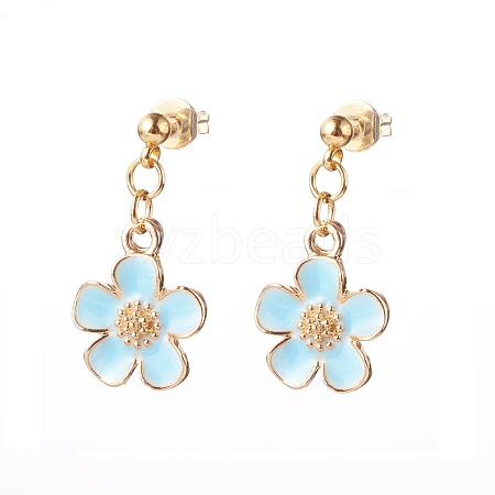 Zinc Alloy Flower Dangle Stud Earrings EJEW-JE04477-03-1