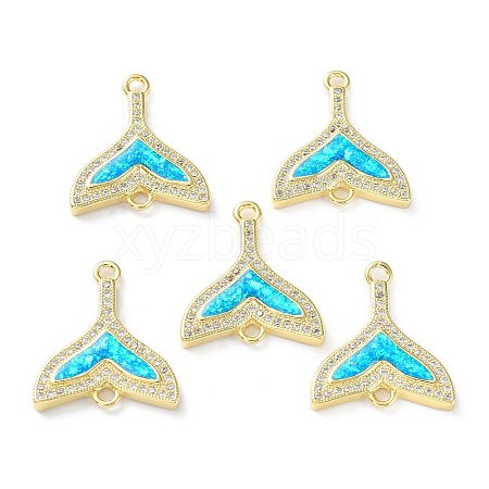 Rack Plating Brass Micro Pave Clear Cubic Zirconia Connector Charms KK-C041-28G-1