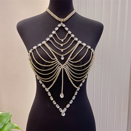 Alloy Full Crystal Rhinestone Tassel Sexy Body Chains for Bikini WGE7893-01-1