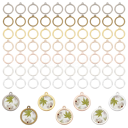 168Pcs 7 Colors Alloy Open Back Bezel Pendants FIND-PH0018-77-1