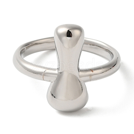 Initials Brass Open Cuff Ring for Women RJEW-N046-02I-P-1