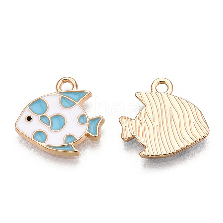 Light Gold Plated Alloy Enamel Pendants X-ENAM-T009-85B-RS-1