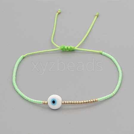 Adjustable Lanmpword Evil Eye Braided Bead Bracelet ZW2937-19-1