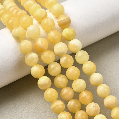 Natural Yellow Jade Beadd Strands X-G-A274-A01-8mm-1