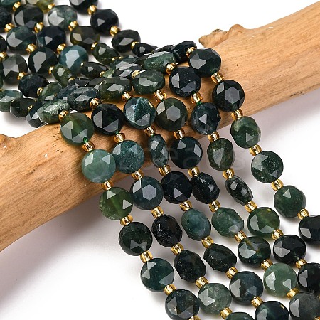 Natural Moss Agate Beads Strands G-C116-A15-02-1