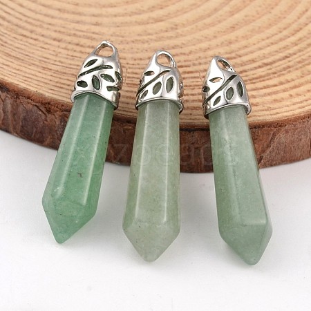 Bullet Natural Green Aventurine Pointed Pendants X-G-E332-C13-1