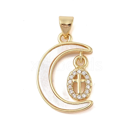 Brass Micro Pave Clear Cubic Zirconia Pendants KK-I712-49G-07-1