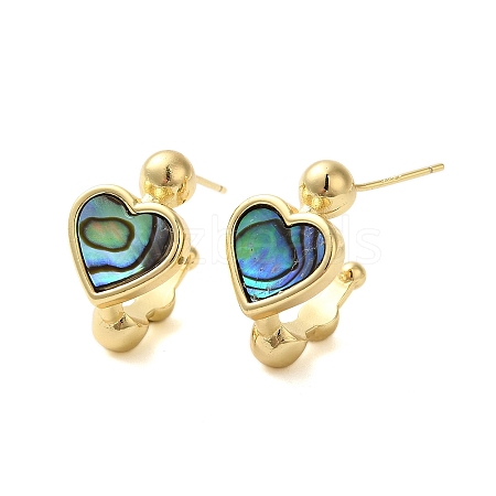 Shell Heart Stud Earrings EJEW-K287-01G-14-1