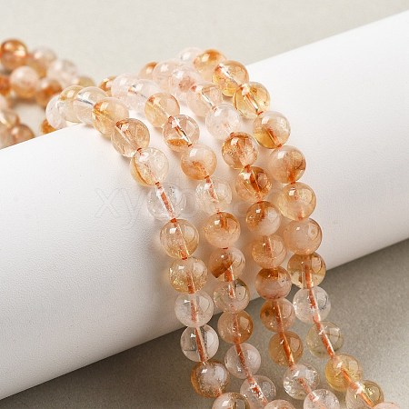 Heated Natural Citrine Beads Strands G-A262-A01-6mm-1