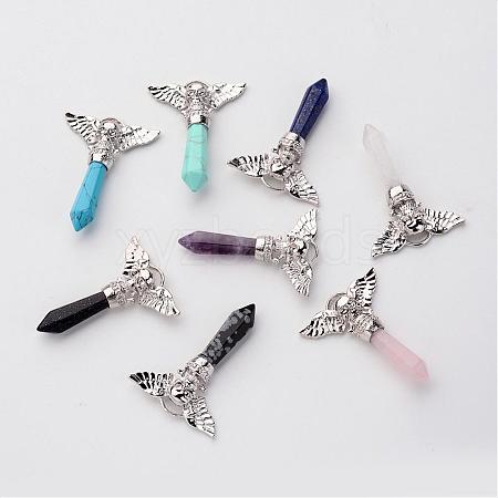 Brass Natural & Synthetic Mixed Stone Pendants G-O160-04-1