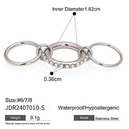 304 Stainless Steel with Plastic Pearl Finger Rings FS-WGBE181-07-1