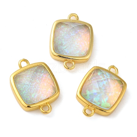 Synthetic Opal Connector Charms KK-S370-04G-01-1