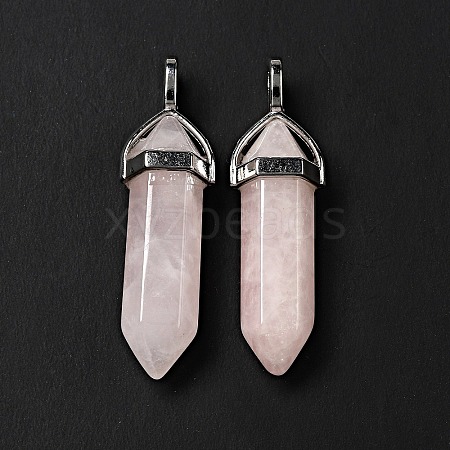 Natural Rose Quartz Double Terminated Pointed Pendants X-G-D415-12-1