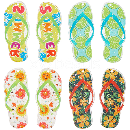 16Pcs 4 Styles Slipper Theme Acrylic Pendants MACR-SC0001-69-1