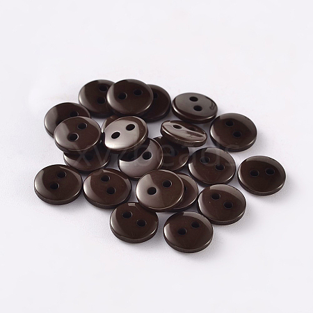 2-Hole Flat Round Resin Sewing Buttons for Costume Design BUTT-E119-20L-02-1