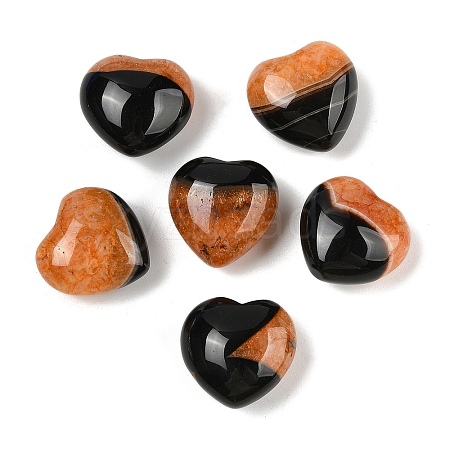 Natural Agate(Dyed & Heated) Heart Palm Stone G-Q021-04C-1