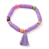 Polymer Clay Heishi Beads Stretch Charm Bracelets BJEW-JB05912-2