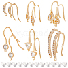 BENECREAT 12Pcs 6 Styles Brass Cubic Zirconia Earring Hooks KK-BC0010-16-1