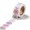 Flat Round Rose Pattern Thank You Paper Stickers Roll DIY-D078-10-3