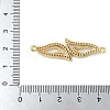 Rack Plating Brass Micro Pave Clear Cubic Zirconia Leaf Connector Charms KK-A234-081G-3