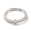 Rack Plating Brass Clear Cubic Zirconia Number 4 Adjustable Rings for Women RJEW-S407-09P-04-2