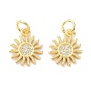 Brass Cubic Zirconia Charms ZIRC-C022-21G-1