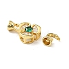 Rack Plating Brass Clear & Green Cubic Zirconia Fold Over Clasps KK-E034-47G-3