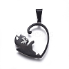 304 Stainless Steel Split Kitten Pendants STAS-G195-09P-3