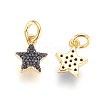 Brass Micro Pave Cubic Zirconia Charms X-ZIRC-G150-15A-2