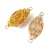 Natural Gemstone & Glass Seed Beads Connector Charms PALLOY-MZ01403-2