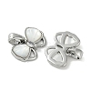 Brass Clear Cubic Zirconia Pave Natural Shell Bowknot Charms KK-P283-09P-2