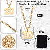 1Pc 304 Stainless Steel Figaro Chain Number Pendant Necklaces NJEW-BBC0001-28A-G-2